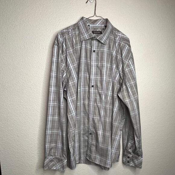Mens Plaid Cotton Regular Fit Button Down Brown Blue Shirt by Zagiri XXXL - Picture 6 of 6
